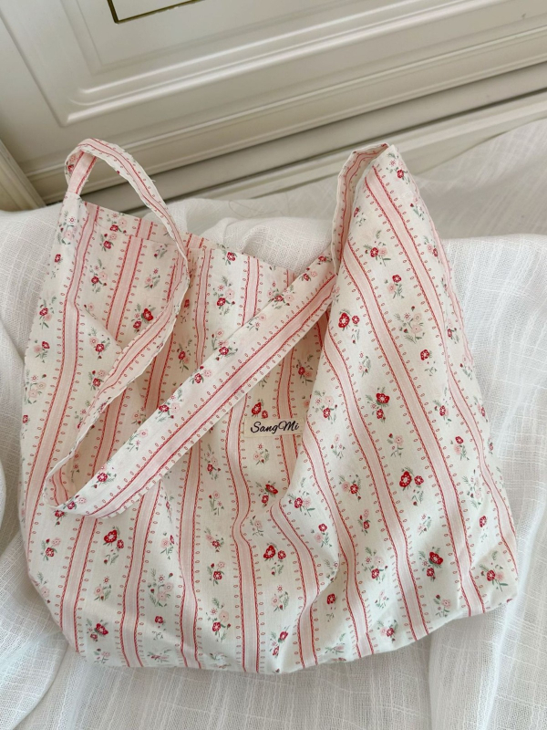 Torba Tote od pamuka s jednom naramenicom, velika kapaciteta, cvjetni uzorak, za žene i studentice