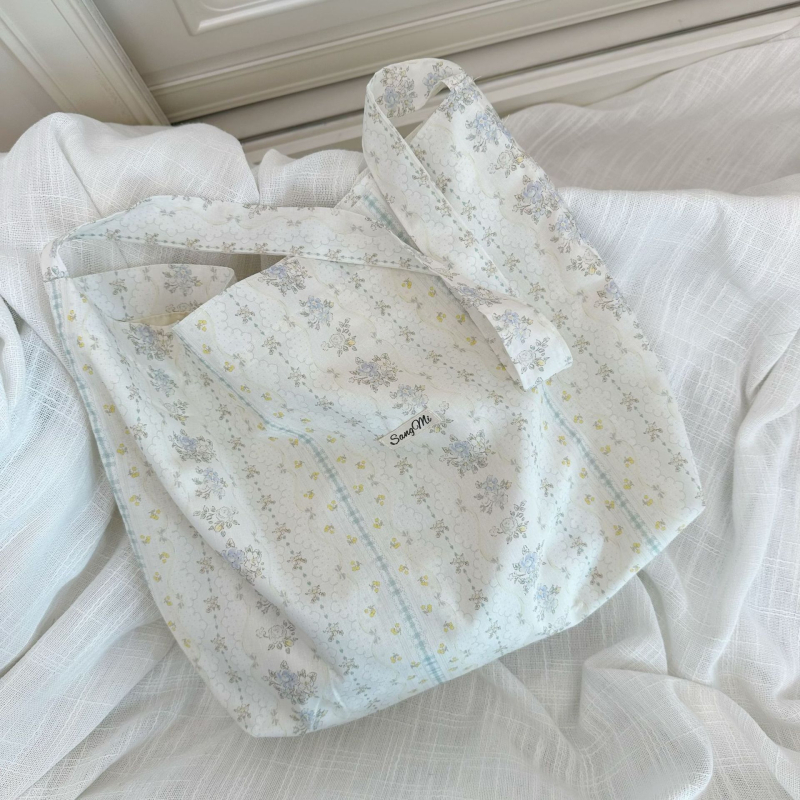 Torba Tote od pamuka s jednom naramenicom, velika kapaciteta, cvjetni uzorak, za žene i studentice