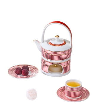 Set de cești de cafea cu dungi roșii, ceramică în stil nordic, într-o cutie cadou