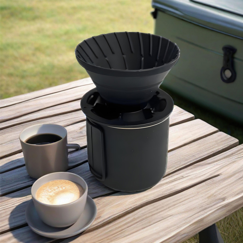 Filtru de cafea pliabil din silicon cu pâlnie – pentru camping în aer liber și uz casnic