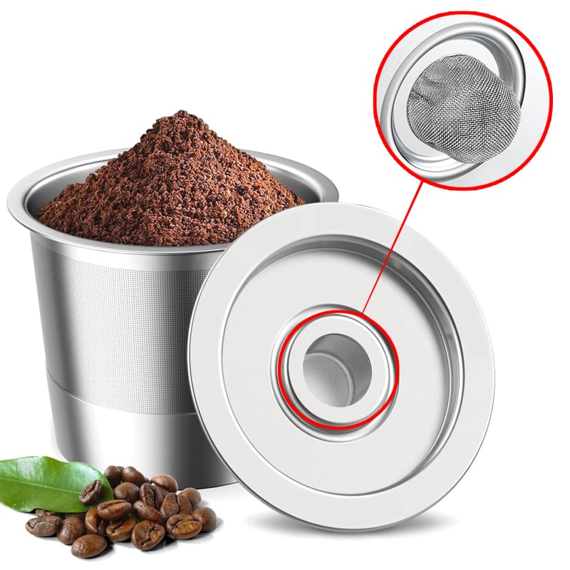 Capsulă de cafea K-Cup reutilizabilă pentru cafetiere, din oțel inoxidabil, cu gaură unică și filtru