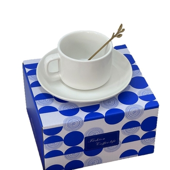 Ceașcă de cafea personalizată cu farfurie Klein Blue pentru cadouri corporative