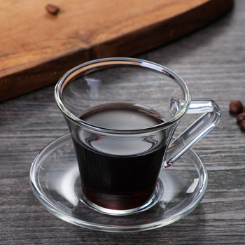 Set de cești de cafea și farfurioare din sticlă borosilicată, rezistentă la căldură, stil european minimalist, espresso