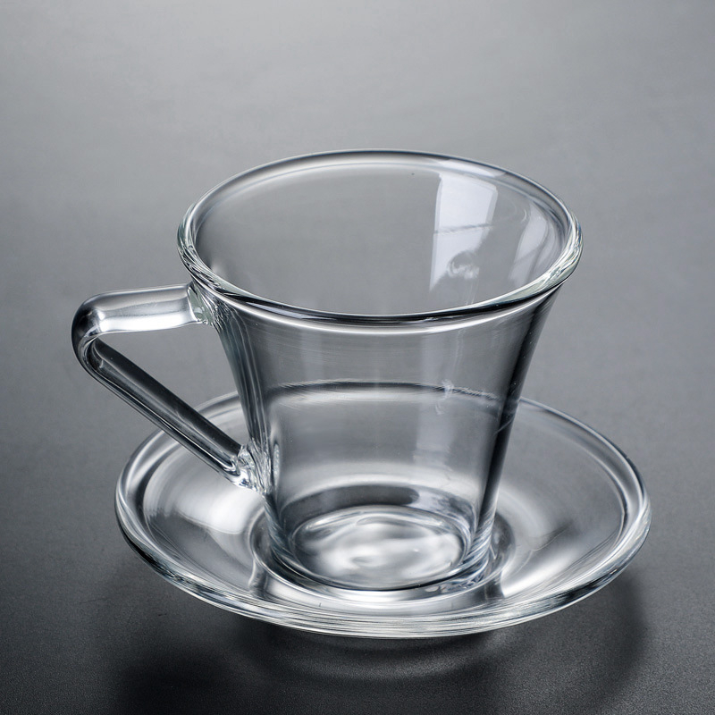 Set de cești de cafea și farfurioare din sticlă borosilicată, rezistentă la căldură, stil european minimalist, espresso