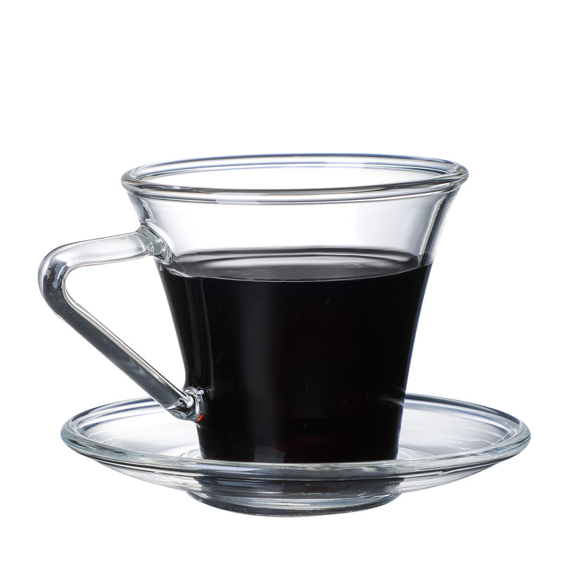 Set de cești de cafea și farfurioare din sticlă borosilicată, rezistentă la căldură, stil european minimalist, espresso