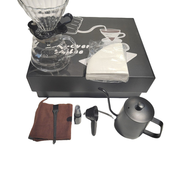 Set portabil de cafea prin infuzare manuală pentru drumeții – cutie cadou cu 4 piese