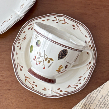 Muni Retro Forest set cești și farfurie pentru cafea – stil european, lux lejer, artă latte pentru ceaiul de după-amiază