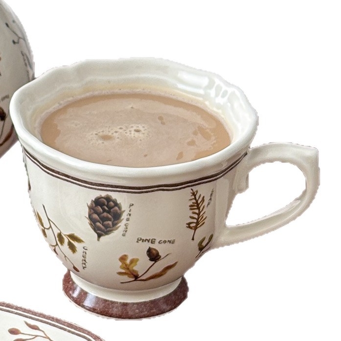 Muni Retro Forest set cești și farfurie pentru cafea – stil european, lux lejer, artă latte pentru ceaiul de după-amiază