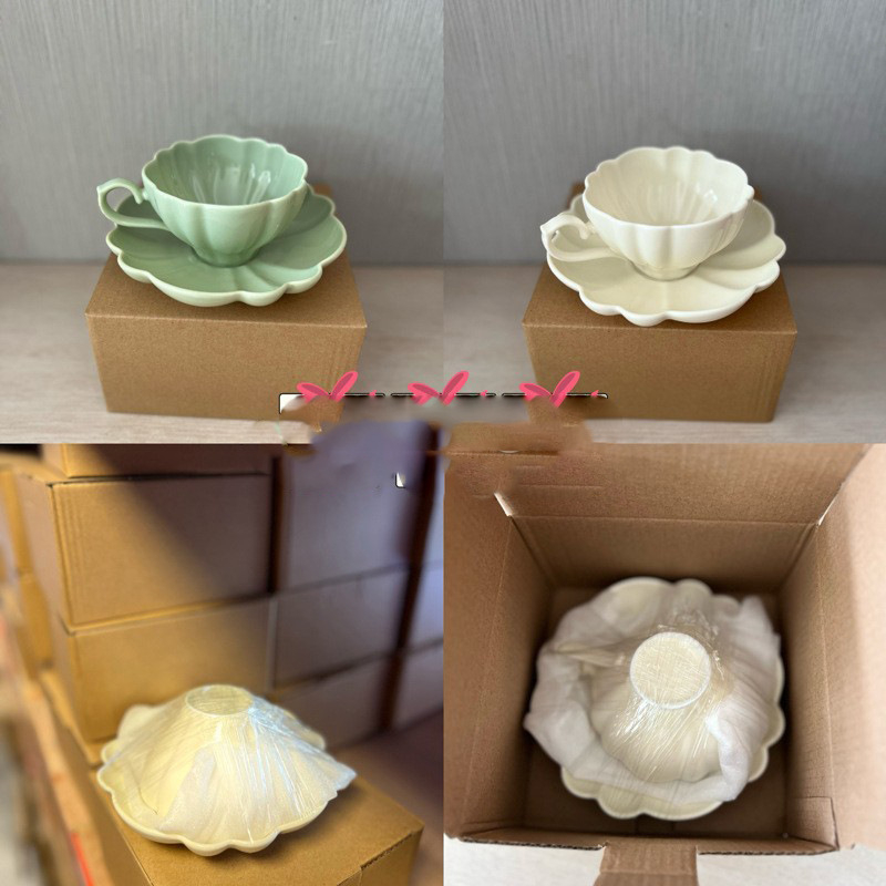 Set cești și farfurioare cu lotus, în stil franțuzesc, din ceramică, pentru cafea și lapte, model floral neregulat, decor sub glazură