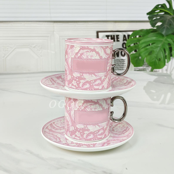 Oge Baroc Roz – Set cești de cafea și farfurioare, porțelan osos