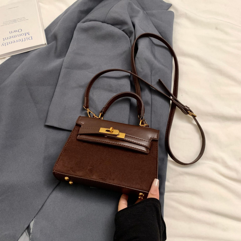 Visokokvalitetna platinska torbica za žene — retro stil, jesen/zima crossbody, mala kvadratna Kelly torba