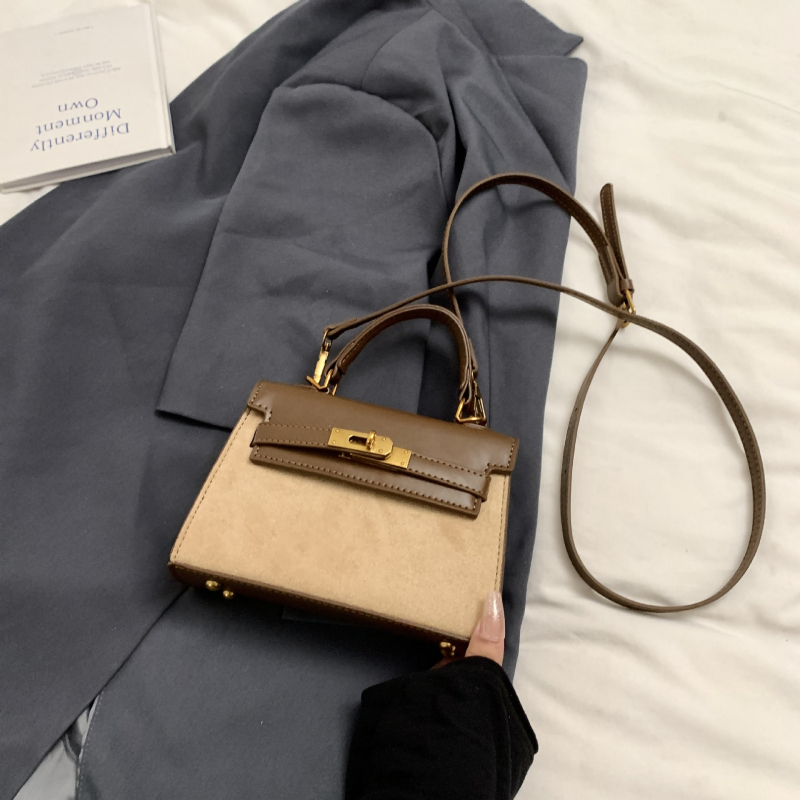 Visokokvalitetna platinska torbica za žene — retro stil, jesen/zima crossbody, mala kvadratna Kelly torba