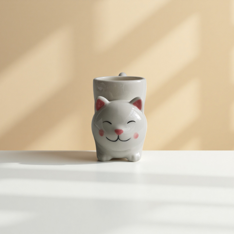 Set ceramic pentru cafea cu ceașcă și farfuriu, cană creativă, lucrată manual, stil retro, cadou drăguț cu motiv corgi