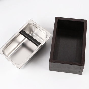 Box detașabil pentru resturi de cafea, cu interior din oțel inoxidabil; structură din lemn și oțel inoxidabil