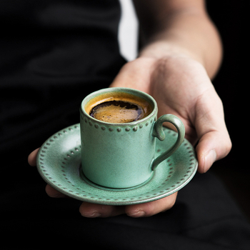Morandi-inspired set japonez retro de cești de cafea cu farfurioare din porțelan, ceașcă espresso italian stil 75 ml