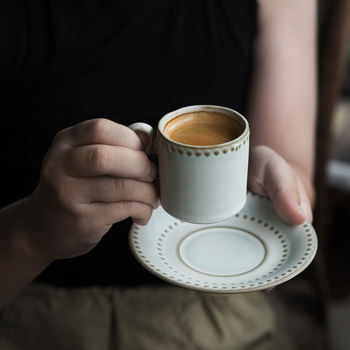 Morandi-inspired set japonez retro de cești de cafea cu farfurioare din porțelan, ceașcă espresso italian stil 75 ml