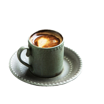 Morandi-inspired set japonez retro de cești de cafea cu farfurioare din porțelan, ceașcă espresso italian stil 75 ml