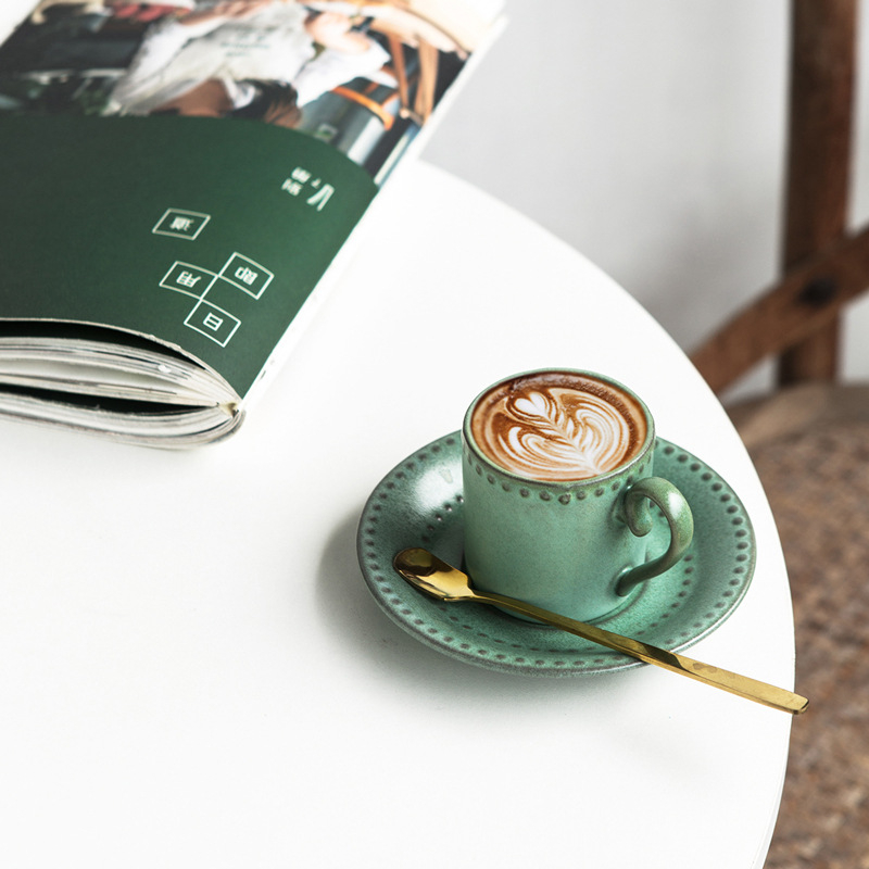 Morandi-inspired set japonez retro de cești de cafea cu farfurioare din porțelan, ceașcă espresso italian stil 75 ml