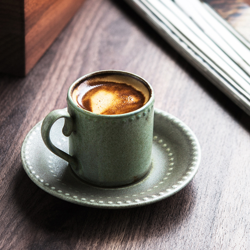Morandi-inspired set japonez retro de cești de cafea cu farfurioare din porțelan, ceașcă espresso italian stil 75 ml