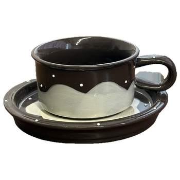 Set de cești și farfurioare din ceramică, stil retro lux, căni elegante pentru cupluri