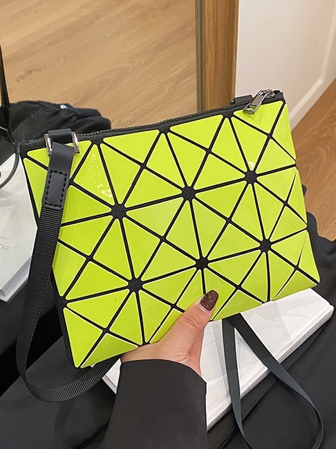 Ženska jednobojna torba s geometrijskim rombom - mala crossbody/torba za rame, ljeto 2025