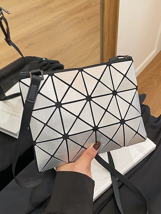 Ženska jednobojna torba s geometrijskim rombom - mala crossbody/torba za rame, ljeto 2025