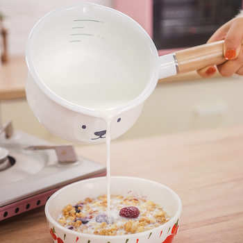 Oală de lapte emailată, margine rulată, 15 cm, fără acoperire, potrivită pentru foc deschis, plită ceramică electrică și inducție