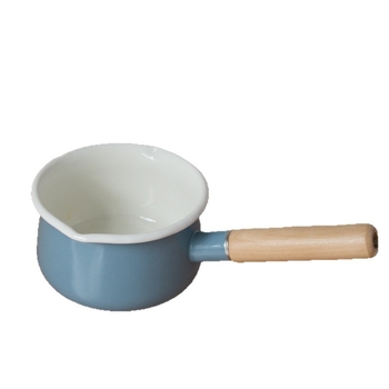 Oală de lapte emailată, margine rulată, 15 cm, fără acoperire, potrivită pentru foc deschis, plită ceramică electrică și inducție