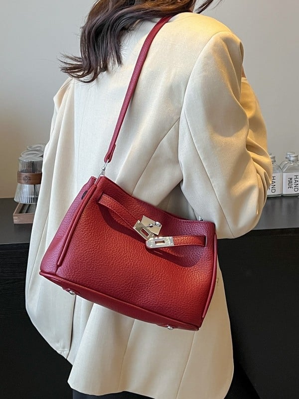 Premium vintage Kelly torbica za žene, 2025 trend, PU lychee koža, srednja veličina, preko ramena i crossbody torba za svakodnevnu upotrebu