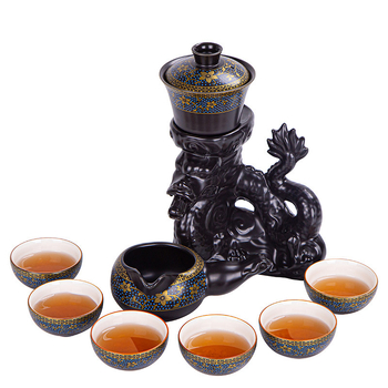Set de ceai ceramic vintage, semi-automat, cu email, Gongfu, într-o cutie cadou premium, personalizabil.