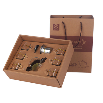 Set de ceai din sticlă borosilicat în cutie cadou, cu ceașcă Gongdao și separator ceramic pentru ceai