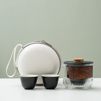 Set Gongfu ceramic portabil pentru exterior — 1 oală și 2 cești, simplu și compact pentru călătorii