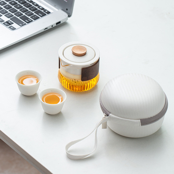 Set Gongfu ceramic portabil pentru exterior — 1 oală și 2 cești, simplu și compact pentru călătorii