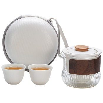 Set Gongfu ceramic portabil pentru exterior — 1 oală și 2 cești, simplu și compact pentru călătorii