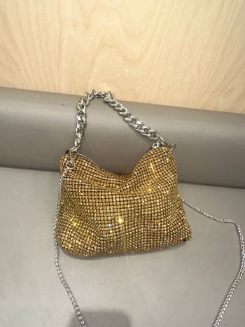 Ženska PVC torbica s dijamantnim ukrasom, kvadratnog oblika, lančani remen, večernja crossbody