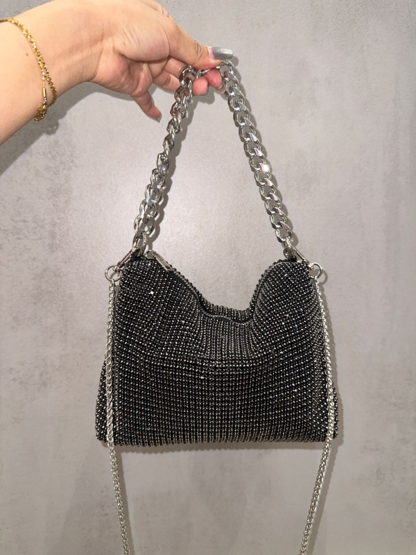Ženska PVC torbica s dijamantnim ukrasom, kvadratnog oblika, lančani remen, večernja crossbody