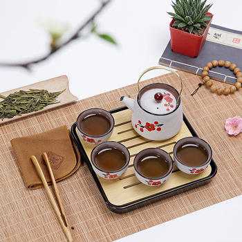 Set Gongfu de ceai din ceramică, pictat manual în nuanțe mov, pentru călătorii, portabil pentru mașină, cadou creativ