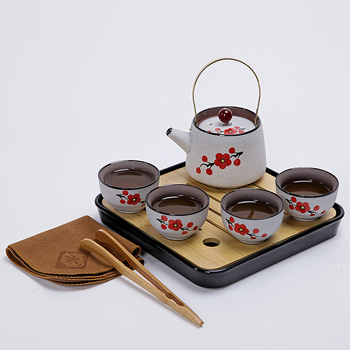 Set Gongfu de ceai din ceramică, pictat manual în nuanțe mov, pentru călătorii, portabil pentru mașină, cadou creativ