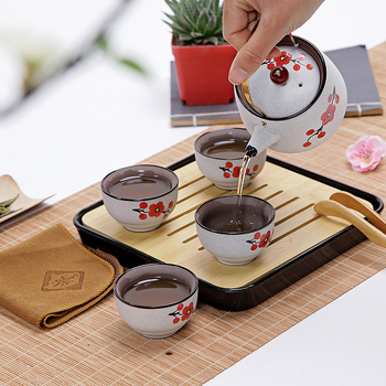 Set Gongfu de ceai din ceramică, pictat manual în nuanțe mov, pentru călătorii, portabil pentru mașină, cadou creativ