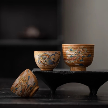 Set de ceai Dunhuang Feitian, handmade, cu gaiwan și ceainic, pentru uz personal, set Gongfu complet, stil chinezesc