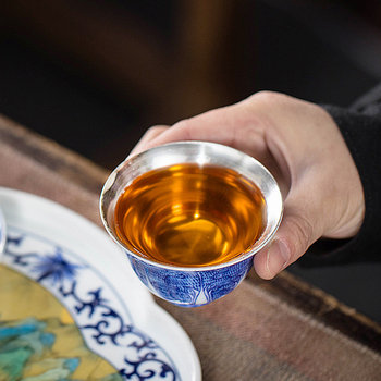 Set Gongfu de ceai din porțelan albastru- alb — gaiwan și ceainic, cadou de Anul Nou