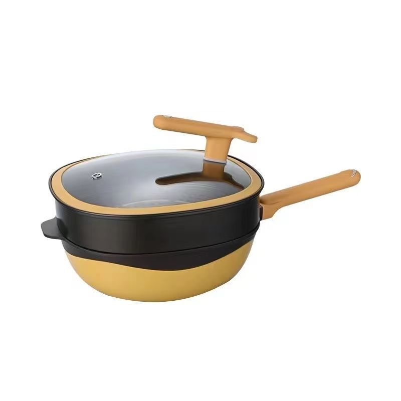 Tigă wok titan cu strat antiaderent, multifuncțional pentru uz casnic, potrivit pentru plite cu inducție și aragaz