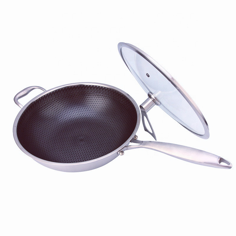 Wok antiaderent pentru uz casnic — compatibil cu plite cu inducție și aragaz, tigaie cu bază plată pentru sotare