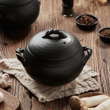 Chaorui Nuobao oală ceramică cu capac, oală neagră din ceramică carbonizată, design modern minimalist, capacitate 2,1–4 L, compatibilă cu plita pe gaz, model Secret Garden