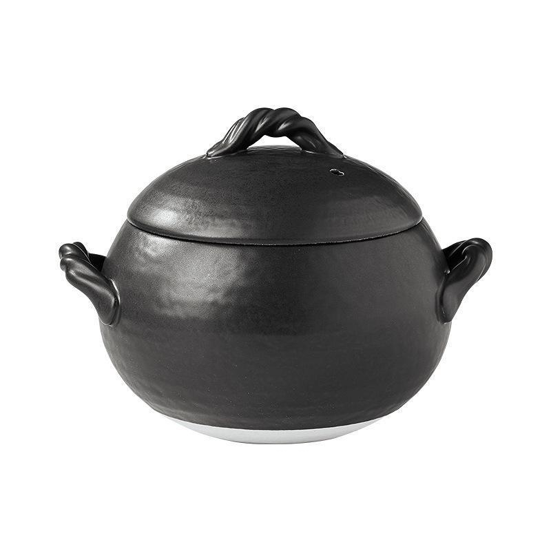 Chaorui Nuobao oală ceramică cu capac, oală neagră din ceramică carbonizată, design modern minimalist, capacitate 2,1–4 L, compatibilă cu plita pe gaz, model Secret Garden