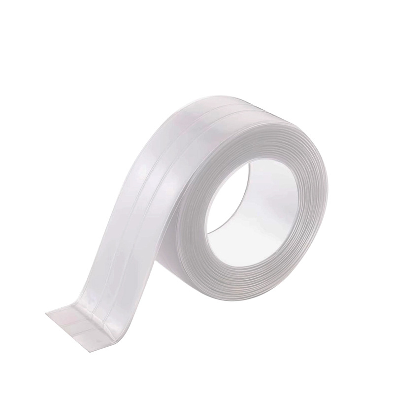Bandă de etanșare anti-mucegai pentru rosturi în bucătărie și baie, PVC transparent cu adeziv acrilic, 3.8 cm x 3.2 m.