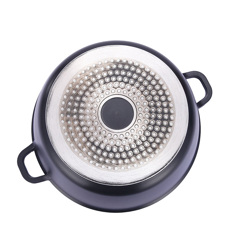 Oală de supă din aliaj de aluminiu, cu mâner dublu, antiaderent, fund dublu, interior din oțel inoxidabil, 2.1-4 L, compatibil cu inducție