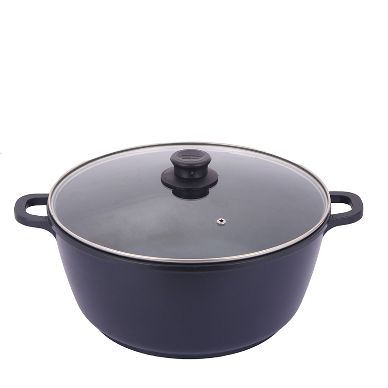 Oală de supă din aliaj de aluminiu, cu mâner dublu, antiaderent, fund dublu, interior din oțel inoxidabil, 2.1-4 L, compatibil cu inducție