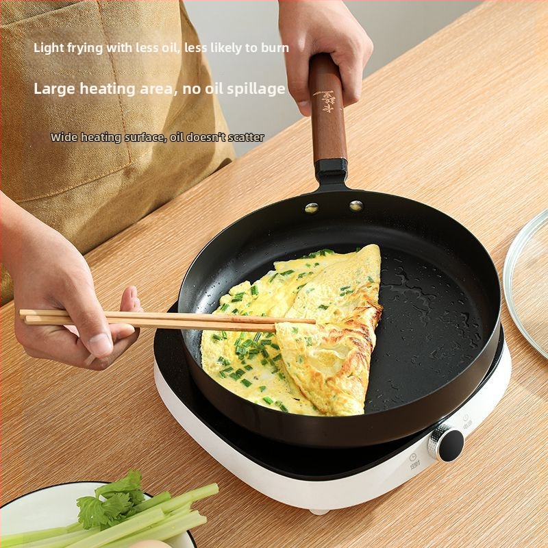 Tigaie plată japoneză, 26 cm, fontă neacoperită, pentru uz casnic, pentru fripturi și clătite