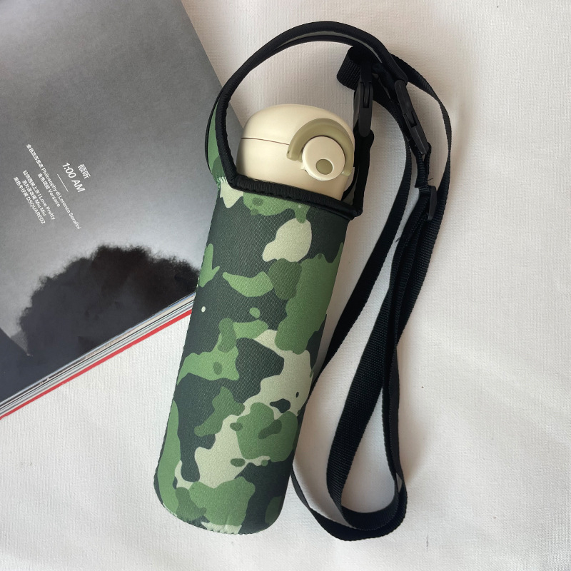 Husă izolantă din neopren pentru ceașcă de copii, cu model desen animat și curea crossbody – husă de protecție pentru pahar